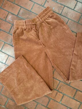 Corduroy Drawstring Pants in Warm Rust S